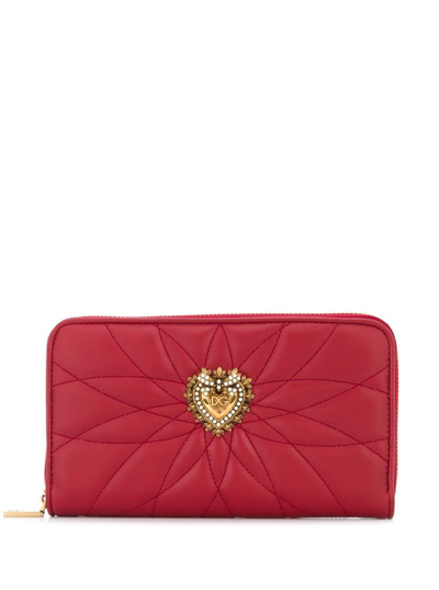 Dolce & Gabbana Devotion Ziparound Wallet In Red