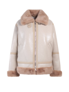 Stand Studio Raina Faux Leather Jacket With Eco Fur Trims In Beige
