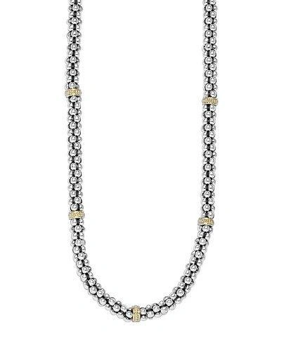 Lagos 18k Gold And Sterling Silver Caviar Mini Rope Necklace, 16 In Silver/gold