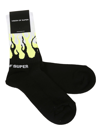 VISION OF SUPER BLACK YELLOW FLUO DOUBLE FLAMES SOCKS