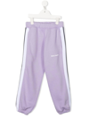PALM ANGELS KIDS LILAC JOGGERS WITH CONTRAST LOGO AND STRIPES