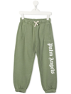 PALM ANGELS KIDS LIGHT GREEN JOGGERS WITH LOGO