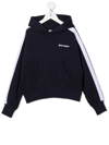 PALM ANGELS KIDS NAVY BLUE HOODIE WITH CONTRAST LOGO AND STRIPES