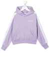 PALM ANGELS KIDS LILAC HOODIE WITH CONTRAST LOGO AND STRIPES
