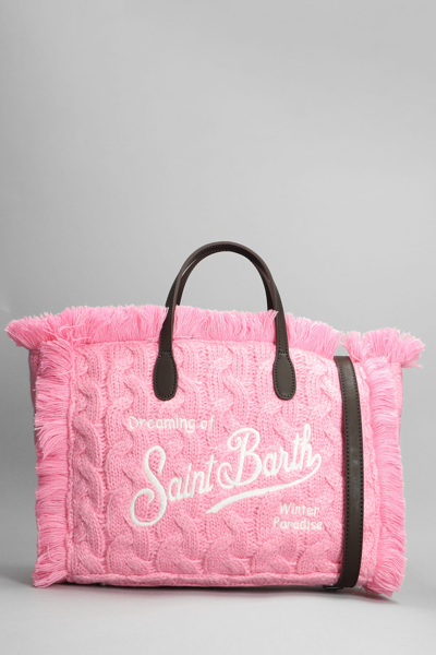 Mc2 Saint Barth Colette Cable-knit Tote Bag In Rose-pink