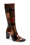 Jeffrey Campbell Lightspeed Patchwork Boot In Brown Multi