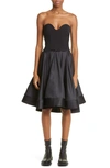 PROENZA SCHOULER MIXED MEDIA VIRGIN WOOL BLEND & TAFFETA BUSTIER DRESS