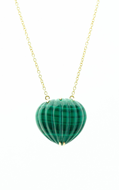 Haute Victoire Women's 18k Yellow Gold Malachite Heart Necklace In Green