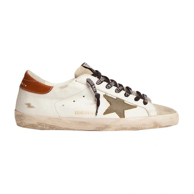 Golden Goose Super-star Classic With List Sneakers In White_ice_olive_green_cuoio