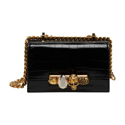 Alexander Mcqueen Mini Jewelled Satchel Bag In Black