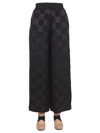 Uma Wang Checkerboard-pattern Wide-leg Silk Trousers In Black