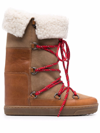 ISABEL MARANT SHEARLING-TRIM LACE-UP BOOTS