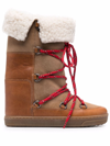 Isabel Marant Nowly Shearling-lined Textured-leather And Suede Snow Boots In Brown