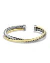 David Yurman 18kt Yellow Gold And Sterling Silver Crossover Two Row Cuff Bracelet