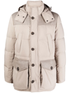 CANALI CONTRASTING-PANEL FEATHER-DOWN COAT
