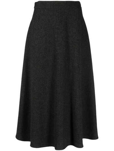 Ralph Lauren Erica A-line Midi Skirt In Black