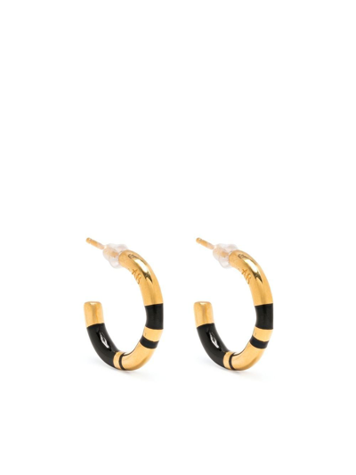Aurelie Bidermann Positano Hoop Earrings In Gold & Black Bakelite