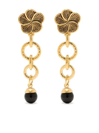 Aurelie Bidermann Dallah Drop Earrings In Gold & Black Onyx