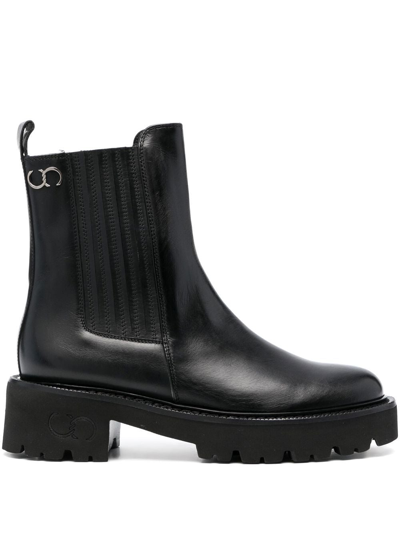 Casadei Logo-plaque 50mm Leather Ankle Boots In Black