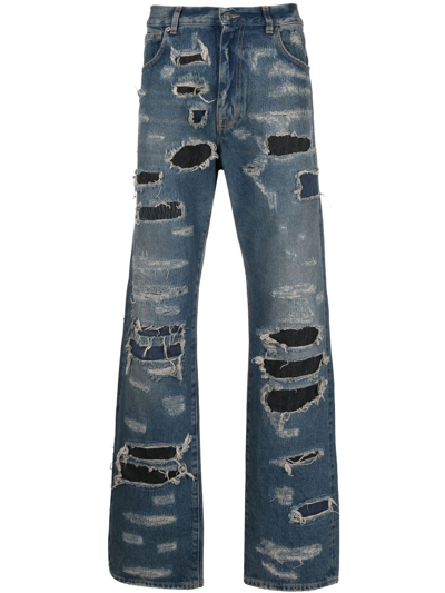424 Straight-leg Distressed Jeans In Blue