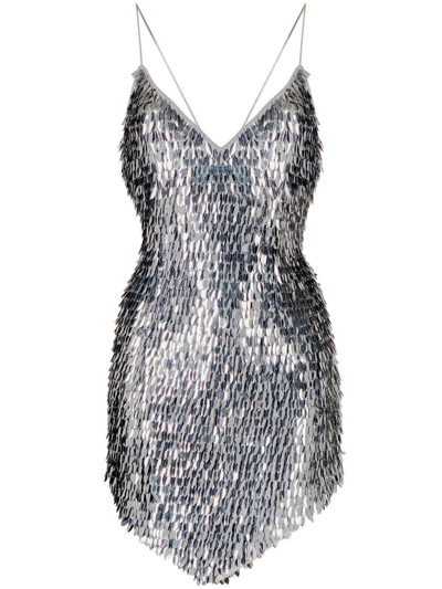 Retroféte Sirena Sequined Cocktail Dress In Silver Feather Se
