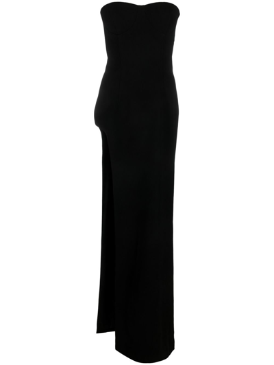 Monot High-slit Strapless Dress In Black
