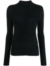 Veronica Beard Theresa Ruched Turtleneck In Black