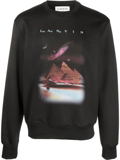 Lanvin Sci-fi Print Wool Blend Sweatshirt In Black