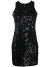 Seventy Sequined Mini Dress With Halter Neckline In Black