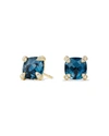 David Yurman Chatelaine Earrings With Hampton Blue Topaz And Diamonds In 18k Gold In Light Blue/silver