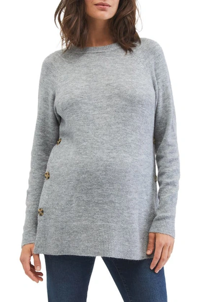 Motherhood Maternity Side Button Maternity Sweater In Med Heather Grey