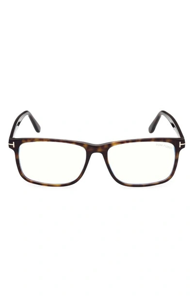 Tom Ford 53mm Square Blue Light Blocking Optical Glasses In Dark Havana