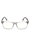 Tom Ford 53mm Square Blue Light Blocking Optical Glasses In Grey/smoke