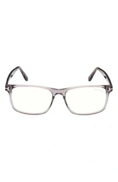 Tom Ford 53mm Square Blue Light Blocking Optical Glasses In Grey/smoke