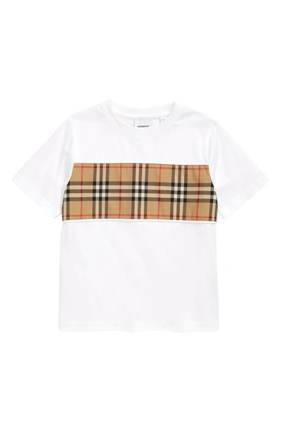 Burberry Childrens Vintage Check Panel Cotton T-shirt In White