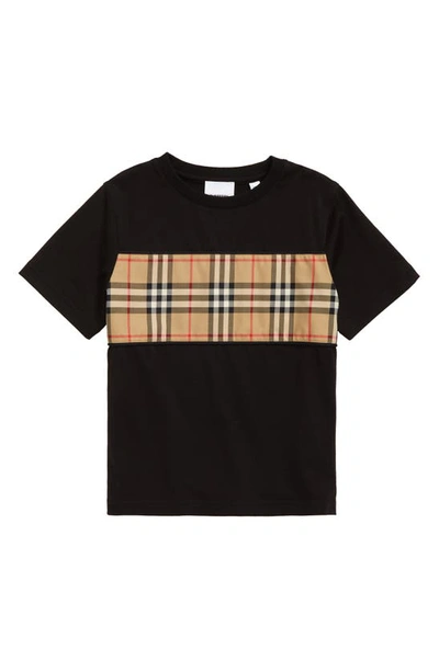 Burberry Kids'  Childrens Vintage Check Panel Cotton T-shirt In Black