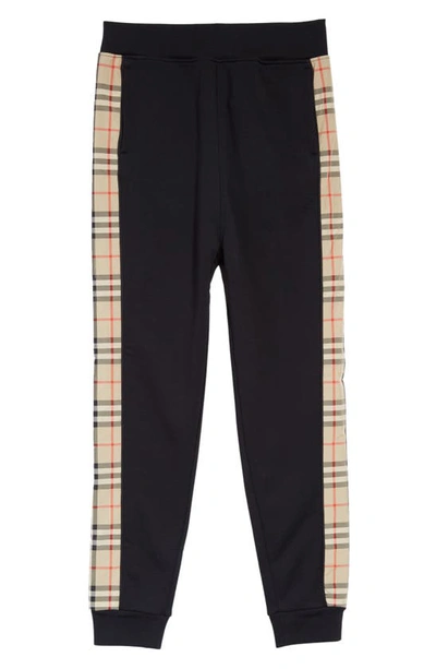 Burberry Vintage Check-panel Cotton Jogging Bottoms 3-14 Years In Black