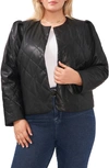 VINCE CAMUTO PUFF SHOULDER QUILTED FAUX LEATHER JACKET