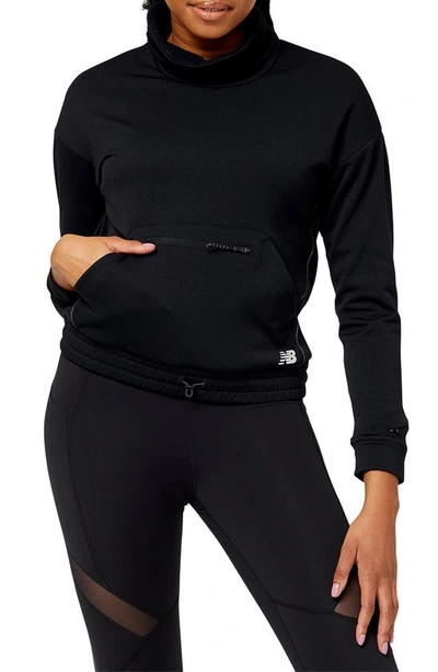 New Balance Nb Heat Grid Cowl Neck Pullover In Black