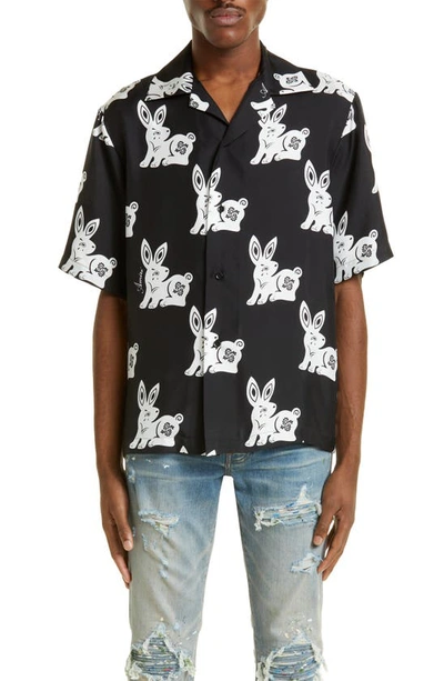 Amiri Convertible-collar Printed Silk-twill Shirt In Black White