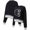 Pro Standard Black Brooklyn Nets Mash Up Pullover Sweatshirt In Black