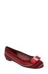 Ferragamo Varina Cotton Bow Ballerina Flats In Red