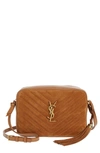 Saint Laurent Lou Matelassé Suede Crossbody Camera Bag In Cinnamon Suede