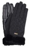 Barbour Norwood Mixed Media Gloves In Black