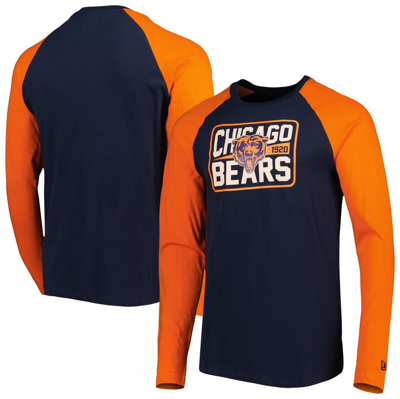 New Era Navy Chicago Bears Current Raglan Long Sleeve T-shirt