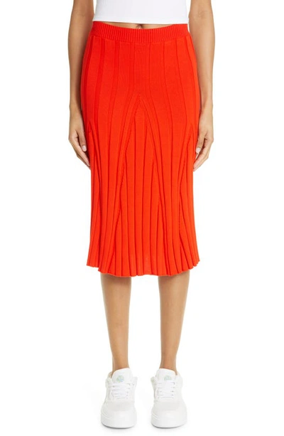 Stella Mccartney Women's Wide Rib-knit Midi Skirt In Red