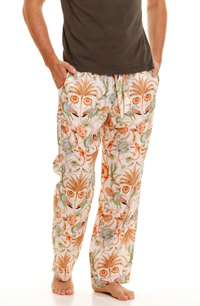 The Lazy Poet Drew Peach Jungle Linen Pajama Pants In Pink