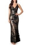 Dress The Population Sharon Gown In Brushed Gold M