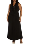 Adrianna Papell Tuxedo Matte Jersey Gown In Black