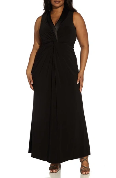 Adrianna Papell Tuxedo Matte Jersey Gown In Black